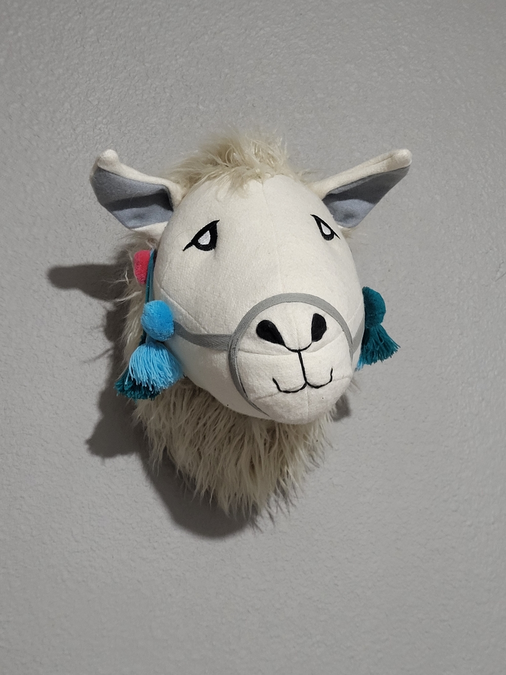 Target Plush Llama Head Wall Accent in Cream with Teal and Pink Tassels